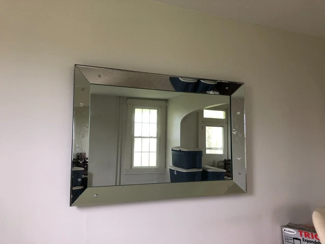 Mid Century Etched Mirror Antique 5 feet by 42 Inches Very Heavy  Beautiful