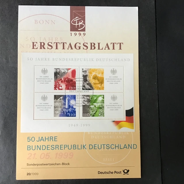 Bund: ETB 20/1999 - Mi.-Nr. 2051-2054 - Block 49 - 50 Jahre Bundesrepublik Dtsch