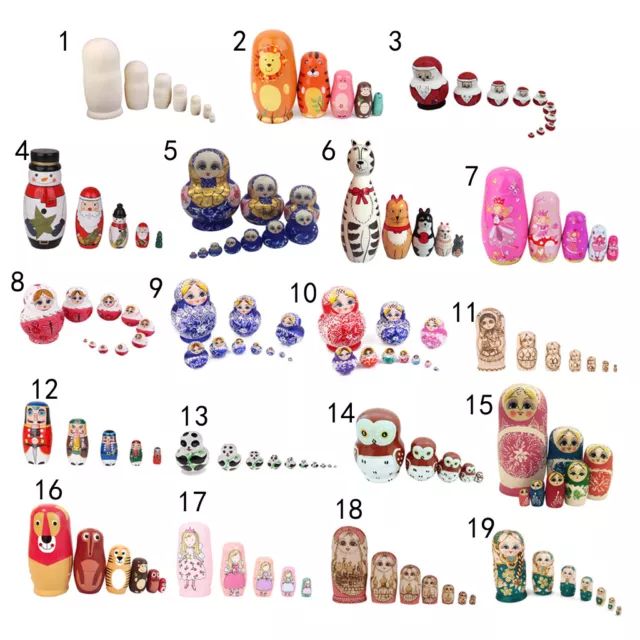 5,6,7,10PCS Wooden Animal/Women Russian Nesting Doll Kit Babushka Matryoshka Toy