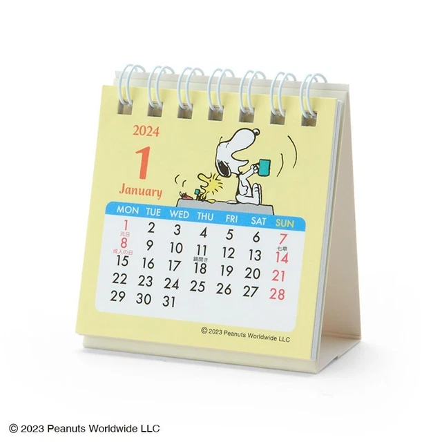 DESK TOP CALENDAR 2024 / Sanrio Snoopy Ring mini Calendar Japan NEW 13