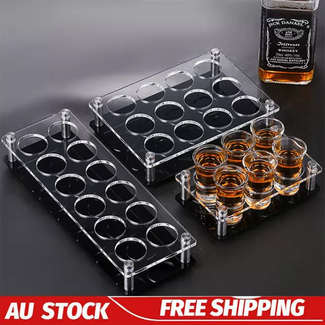 12 Hole Shot Glass Holder Acrylic Stand with Tray Bar Restaurant Paddle Drink