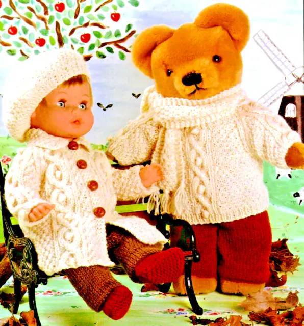 Vintage  COPY  Doll & Teddy Clothes Knit. Pattern Hght: 31-36/38-46 / 48-56cm DK