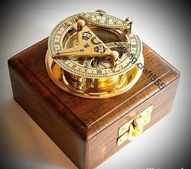 Nautisch Antik Sammlerstück Messing Sonnenuhr Kompass - Taschen 4617