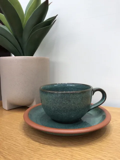 Henry Watson Pottery Suffolk Tableware Green Glaze Cup & Saucer