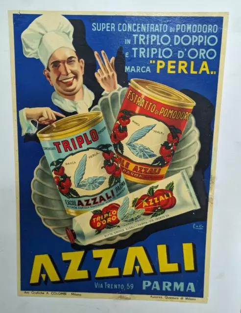 Affiche Ancienne Conserves Azzali Parme Parma Italie  Tomate