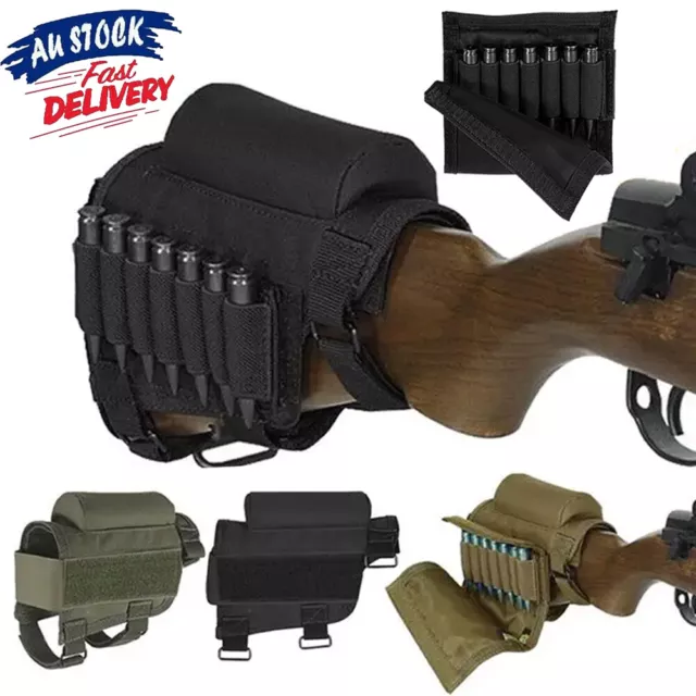 Tactical Rifle Butt Stock Cheek Rest Shell Ammo Pouch Pack Bag Pocket Holder AU