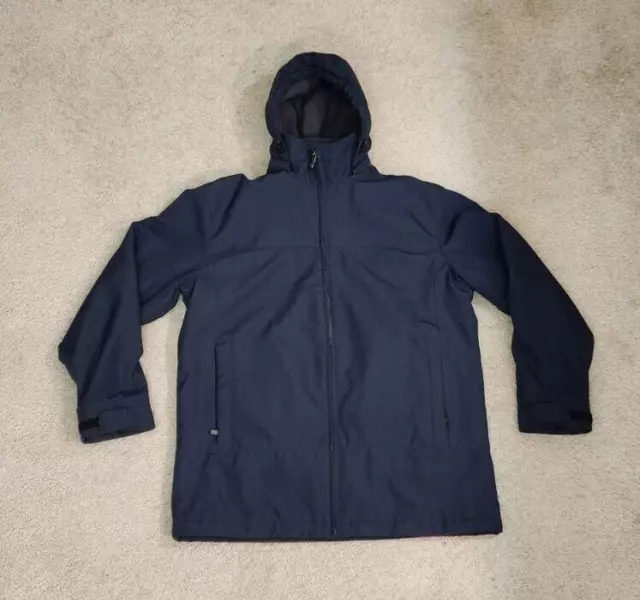 Weatherproof Jacket Mens Size Medium Blue Double Zip Outdoor Tech Rain Coat