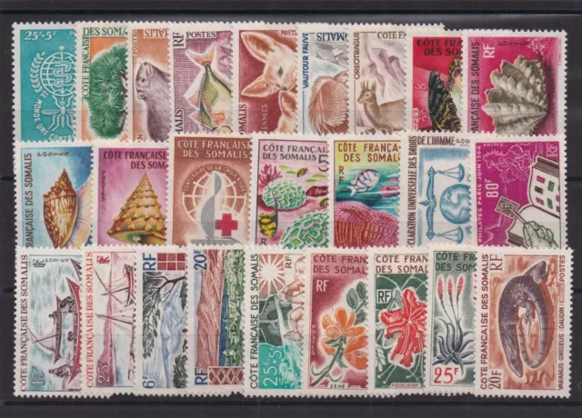 CÔTE DES SOMALIS SERIE COMPLETE DE 25 TIMBRES NEUF* N° 304 à 328 Cote 123€