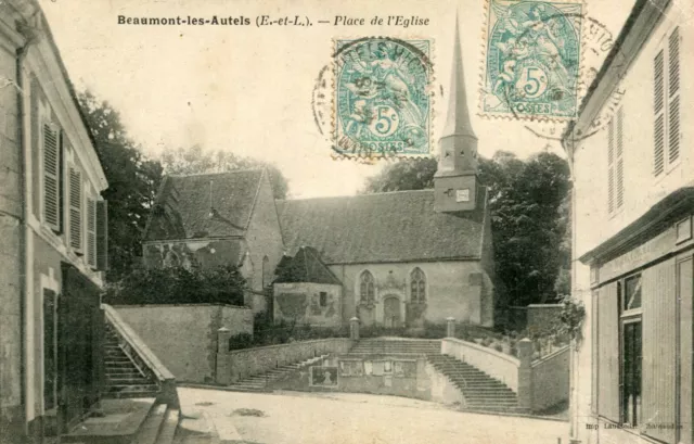 Carte BEAUMONT LES AUTELS Place de l'Eglise