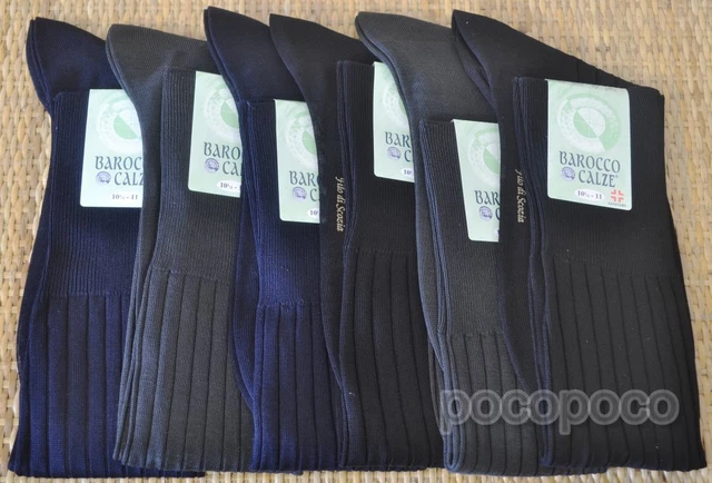 6 Paires Chaussettes Longues Homme Barocco Leccese - Coton Fil D'Écosse, Blanches, Neuf Avec étiquettes