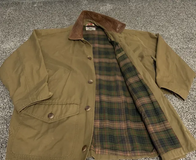VTG Adirondack Savile Row Jacket Mens M Chore Barn Coat Hunting Leather Collar