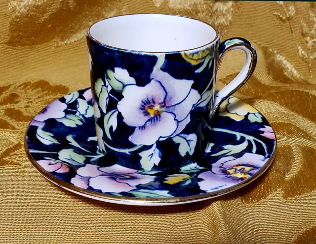 Vintage Royal Winton *May Festival* Demitasse Cup & Saucer Floral Chintz Gold