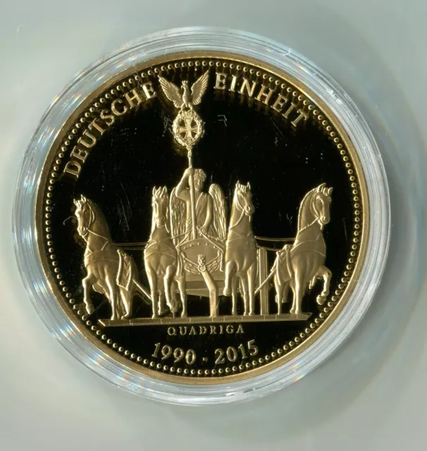 Medaille 25 Jahre Deutsche Einheit Quadriga 1990 - 2015 vergoldet PP Top KI3069