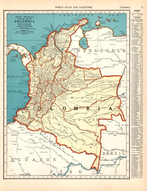 1939 Vintage COLOMBIA Map Colombia South America Map Gallery Wall Decor 1062