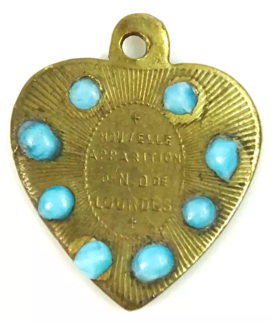 OUR LADY OF Lourdes Apparition Medal Antique Heart Pendant Nouvelle ...