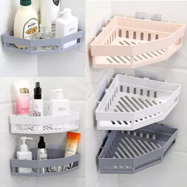 Self Adhesive Corner Shower Storage Rack Shelf Bathroom Organiser Basket Tidy