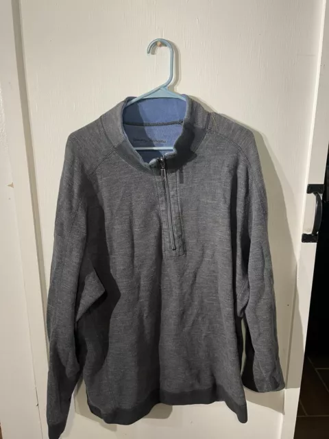 Tommy Bahama Martinique Half Zip Men's Sweatshirt in Grey Size XL Reversible