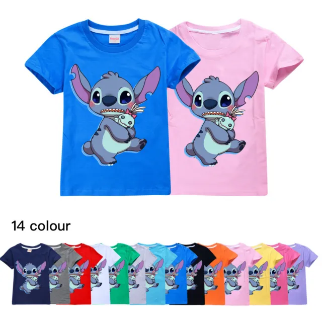 NEW Kids Boys Girls Lilo and Stitch Casual Cotton Short Sleeve T-shirt Tee Tops