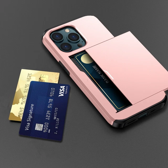 Hülle iPhone 14 13 12 Pro Max 11 8 XR Handy Tasche HardCover mit Kartenfach Case 3