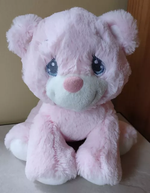 Aurora Precious Moments Charlie Bear 8" Pink Plush W/Rattle Inside Lovey Toy