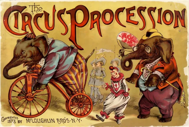 vintage circus elephant riding bicycle 1888 art print antique poster