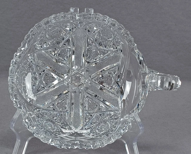 Signed J Hoare ABP American Brilliant Period Pattern # 1614 Cut Glass Nappy