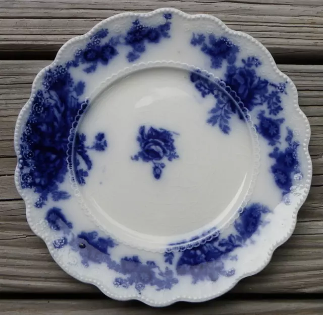 Antique 6 7/8" Flow Blue Bread Plate-WH Grindley Albany-1891-1914-#2-Rare