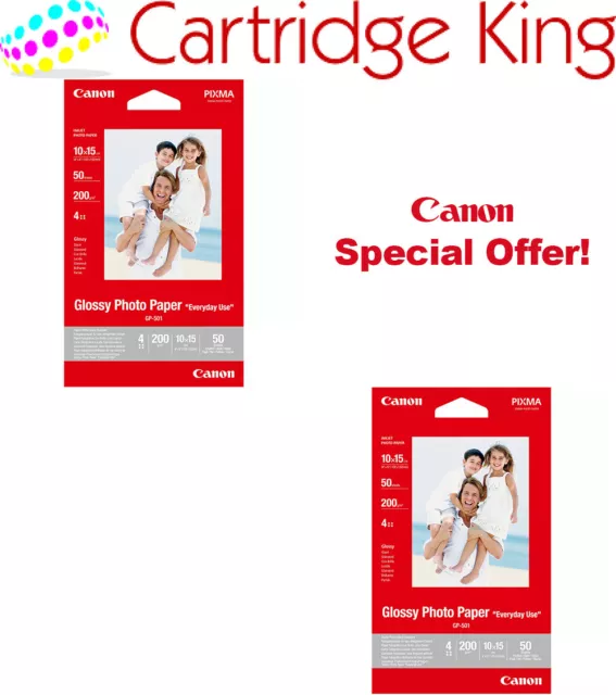 Canon GP-501 Glossy Photo Paper 4x6 - 100 Sheets BUNDLE DEAL