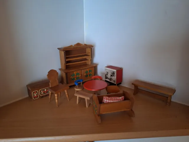 KONVOLUT Puppenmöbel aus Holz Vintage