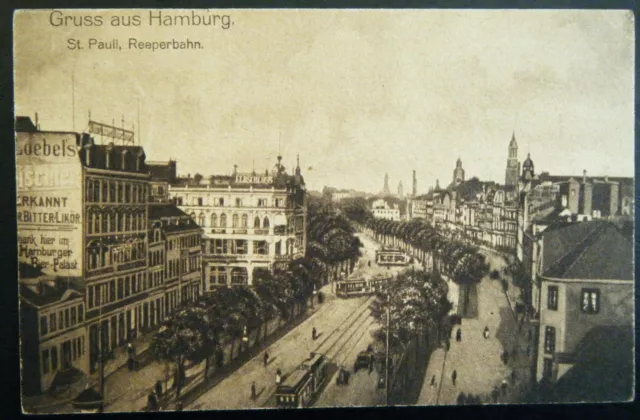 alte AK Hamburg St. Pauli Reeperbahn zentrale Straße K. W. H. Nr. 6 gel. 1923