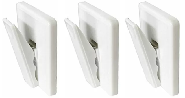 3 x Self Adhesive Sprung Bill Clip Grip Note Holder Bulk Hardware Plastic White