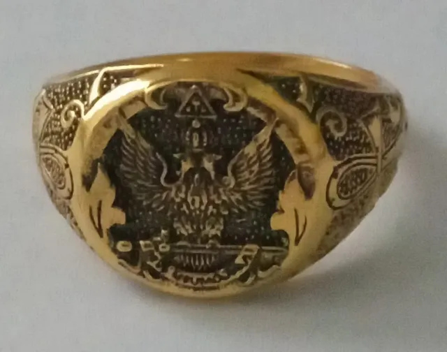 Vintage Gold Masonic Band Freemason Ring Size 6 Scottish Rite 32° Master Mason