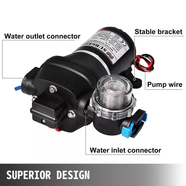 12V Pompe à eau à Diaphragme Water Pump Faible bruit Misting 10L / MIN Max Flow 3