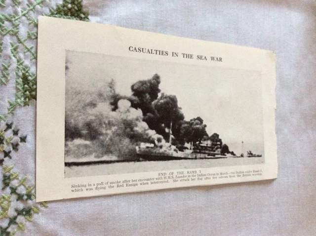 M11C EPHEMERA WW2 1940s picture Italian ship ramb 1 sunk hms leander ...