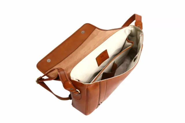 Borsa a tracolla Messenger in vera pelle con valigetta tascabile per laptop 13" business 2