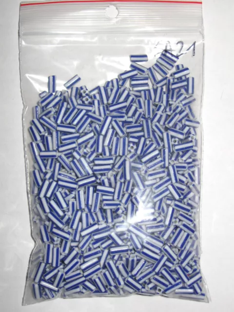 200 Gr D'anciennes Perles Tubes En Verre De Couleur Bleu/Blanc--Salvadori--Sa21