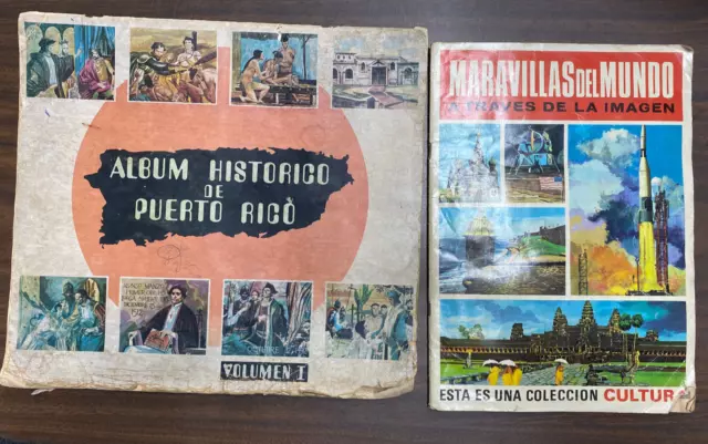 Puerto Rico, años 70, álbumes de ESTAMPILLAS, LOTE DE 2, incompletos, usados