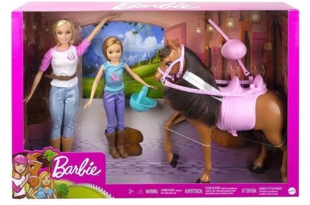 Barbie Puppe mit Pferd und Sattel , Reiten, Spielzeug Baby Stacie GXD65 NEU &OVP