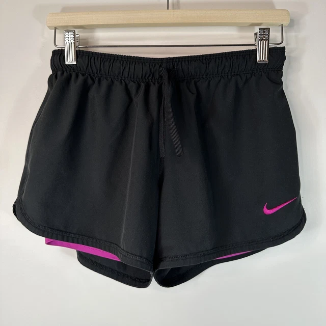 Nike Dri Fit Phantom 2 in 1 Running Shorts Black Pink 404898-015 Womens XS