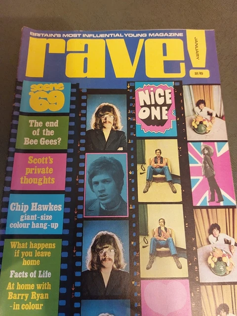 VINTAGE RAVE MAGAZINE JANUARY 1969 Walker Bee Gees Andy FL Hollies ...
