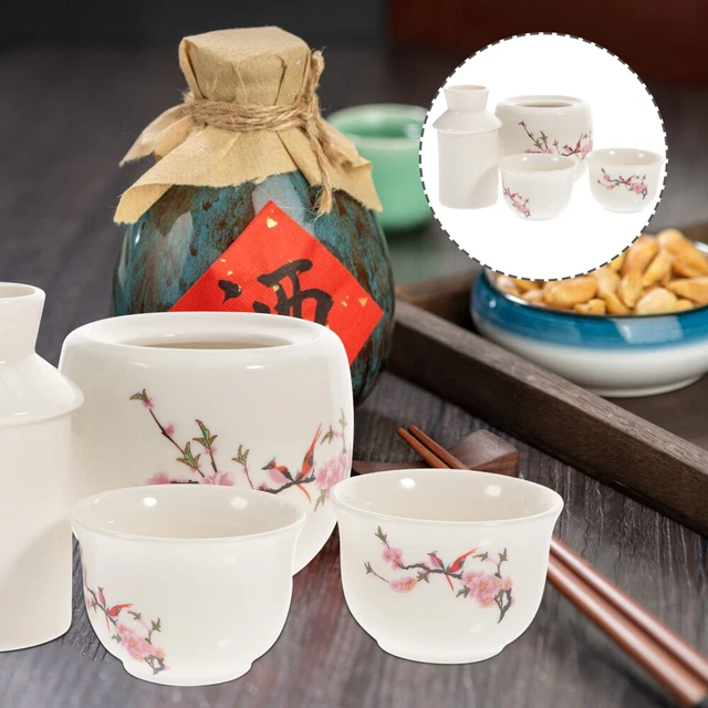 Set Saké Céramique ULTECHNOVO – 1 Pichet + 4 Tasses Assorties, Style Traditionnel Japonais - 2