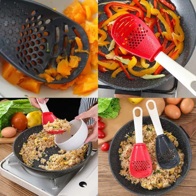 Multifunction Kitchen Cooking Spoon Tool Skimmer Garlic Press Potato Ricer Scoop 3