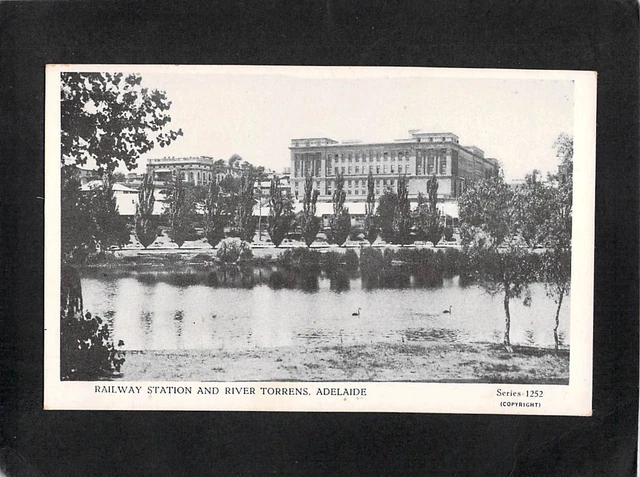 B1665 Australia SA Railway station Adelaide from Across River Torrens vintage pc