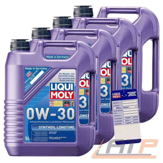 4x 5 L = 20 LITER LIQUI MOLY SYNTHOIL LONGTIME 0W-30 MOTOR-ÖL MOTOREN-ÖL