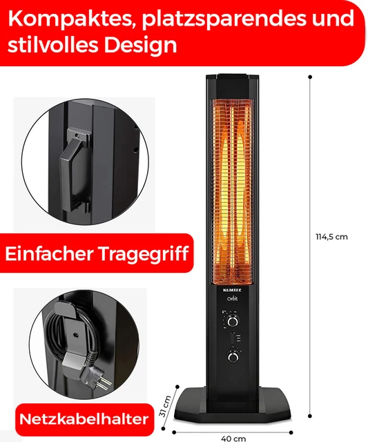 KUMTEL Infrarot Stand Heizstrahler mit Thermostat Infarotheizung 1200 Watt