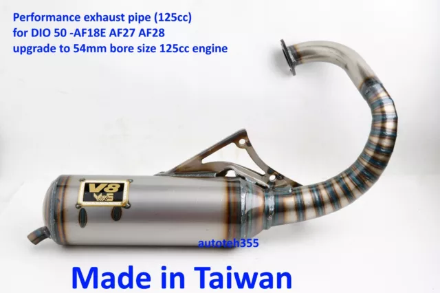 V8 Performance 125cc exhaust pipe for Honda DIO 50 AF18E AF27 AF28 SYM DD50 TW