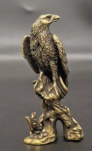 Antique Eagle Solid Brass Old Gold Lustre Vintage Victorian Tree Bird Retro 2