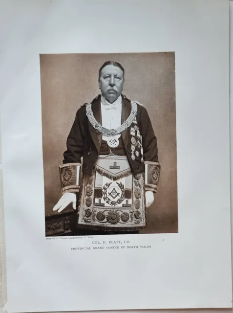 1886 Masoneria Estampado Coronel H. Platt Provincial Grand Maestro De North País