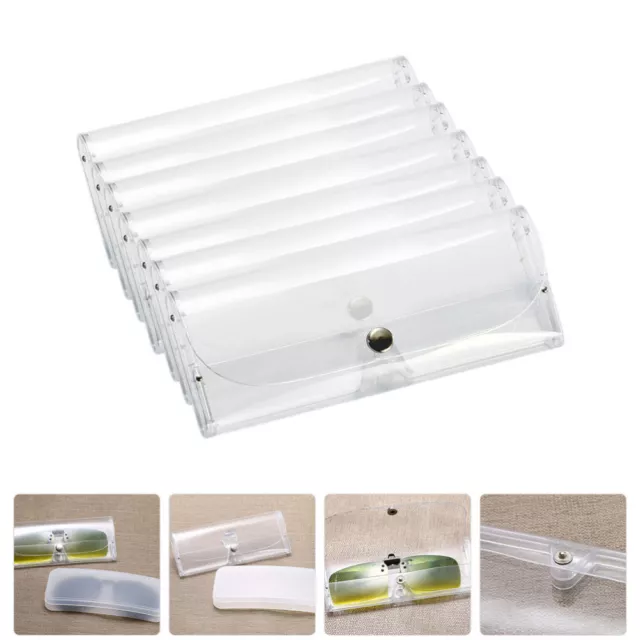 10 Clear Plastic Eyeglass Cases Protective Box Button Spectacles Sunglasses-QB