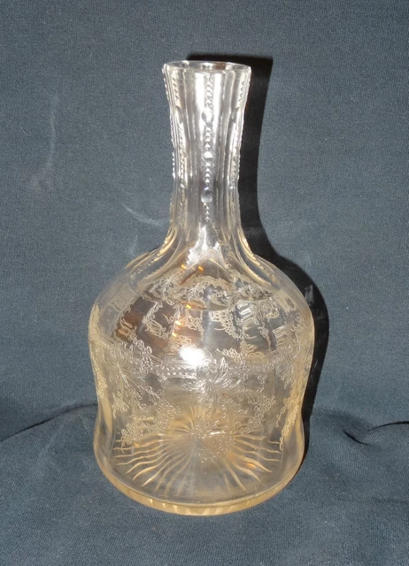 @ ANCIENNE CARAFE EN VERRE SOUFFLE BISEAUTE ET GRAVE FIN 19 ème DEBUT 20 ème